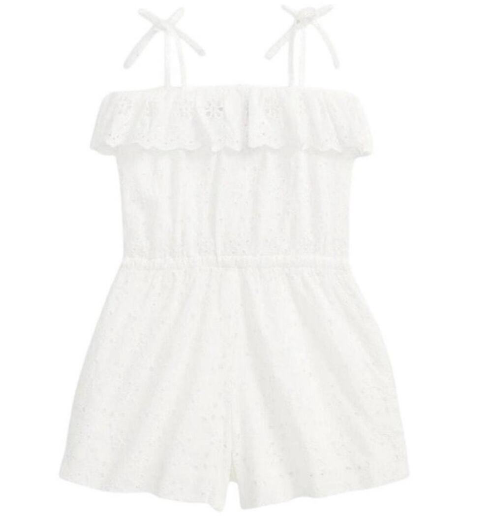 Polo Ralph Lauren Girls Eylet White Romper Size 4